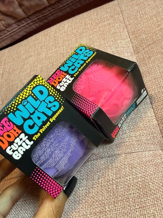Schylling Other - Wild Cats Velvet Squeeze Fuzz Ball Toy - Purple & Pink